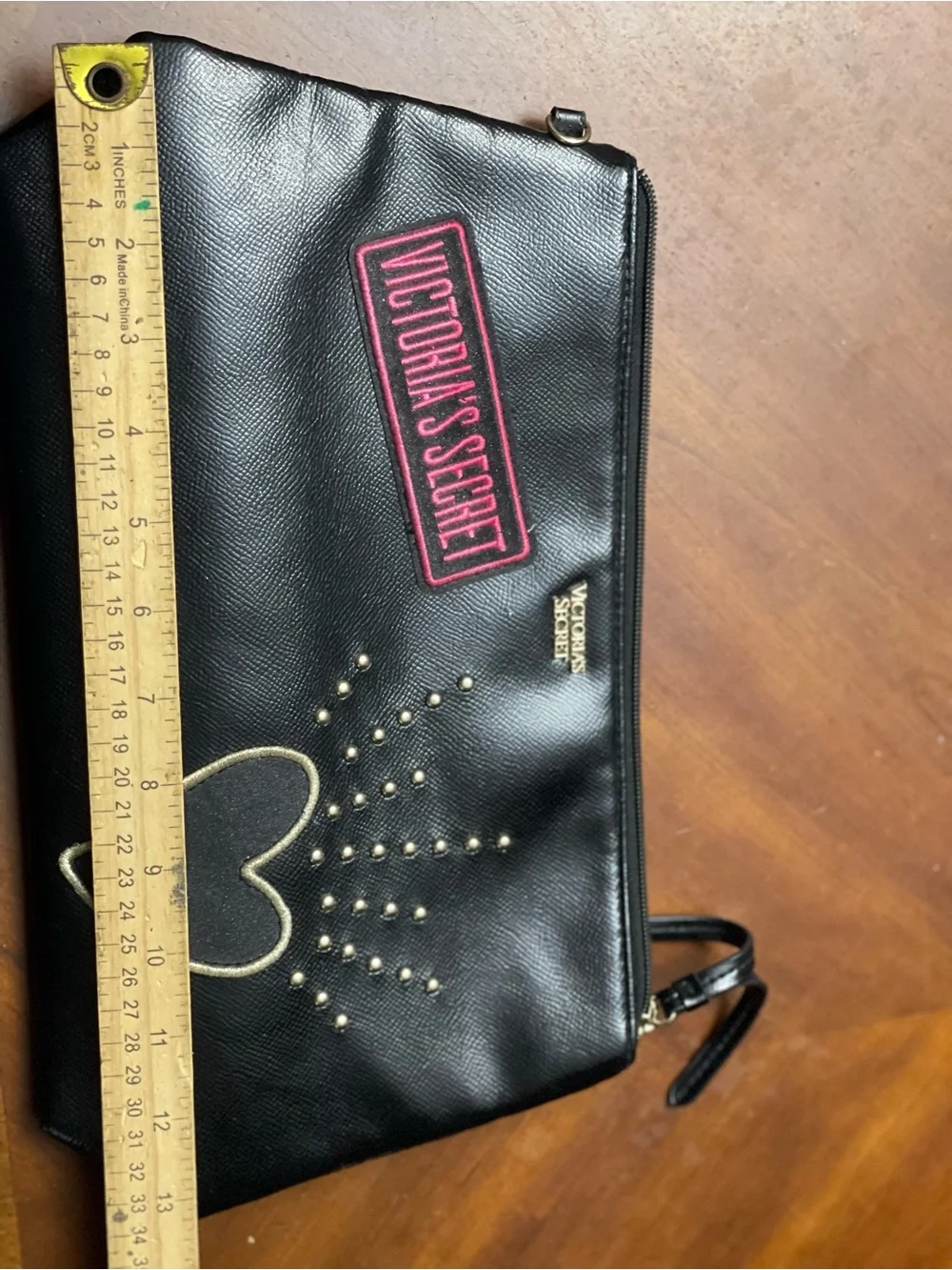 Victoria's Secret Black Cosmetic Pouch with Pink Logo Patch